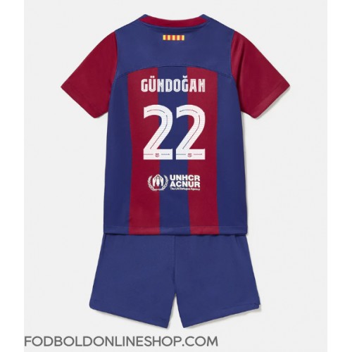 Barcelona Ilkay Gundogan #22 Hjemme Trøje Børn 2023-24 Kortærmet (+ Korte bukser)